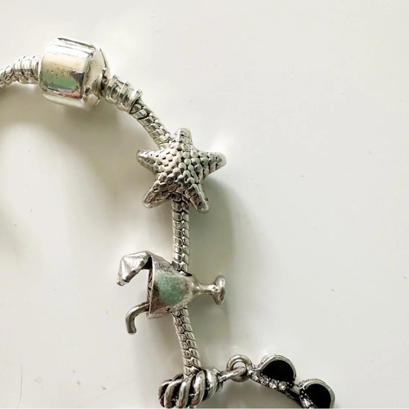 Charm Bracelet Summer Beach Beachy Silver Tone Flip Flop Palm Tree Turtle Sun - Picture 6 of 8